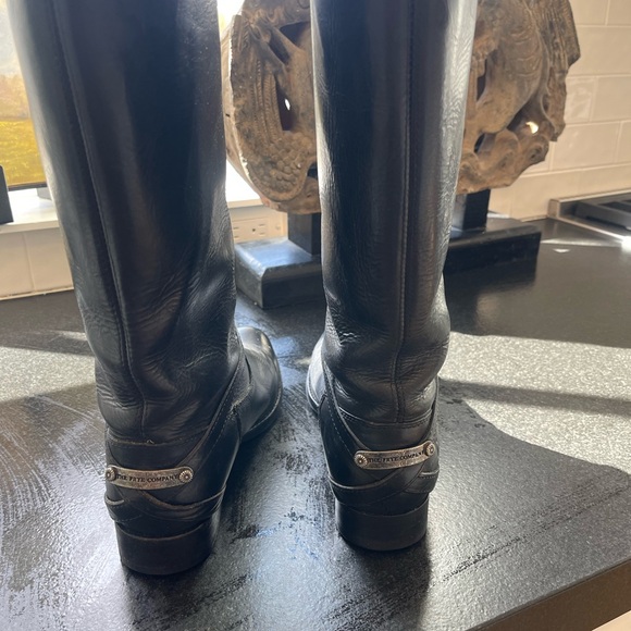 FRYE - Black Lindsay Vintage Plate Leather Knee-High Riding Boot SZ 9 - Picture 3 of 6